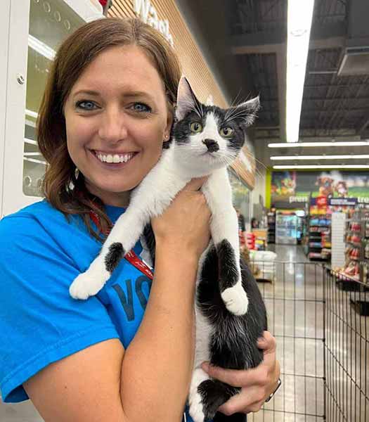 Volunteer with cat